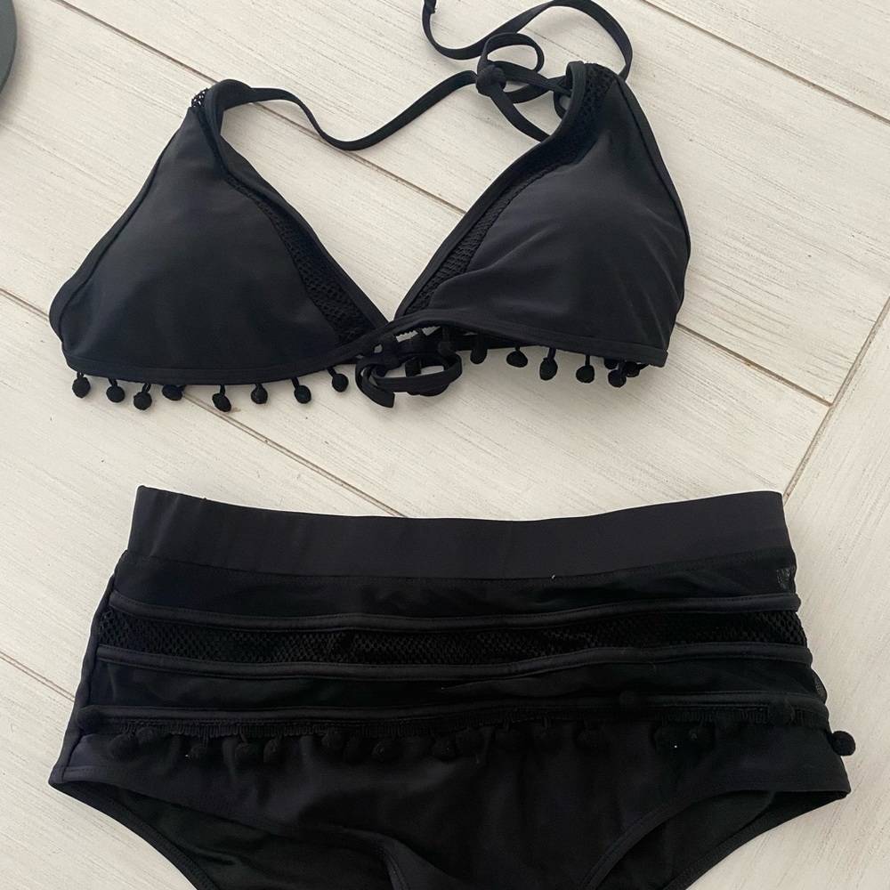 High waisted black bikini